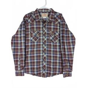 Wrangler MV1414M Plaid Western Snap Button Shirt Mens XL Cotton Cowboy